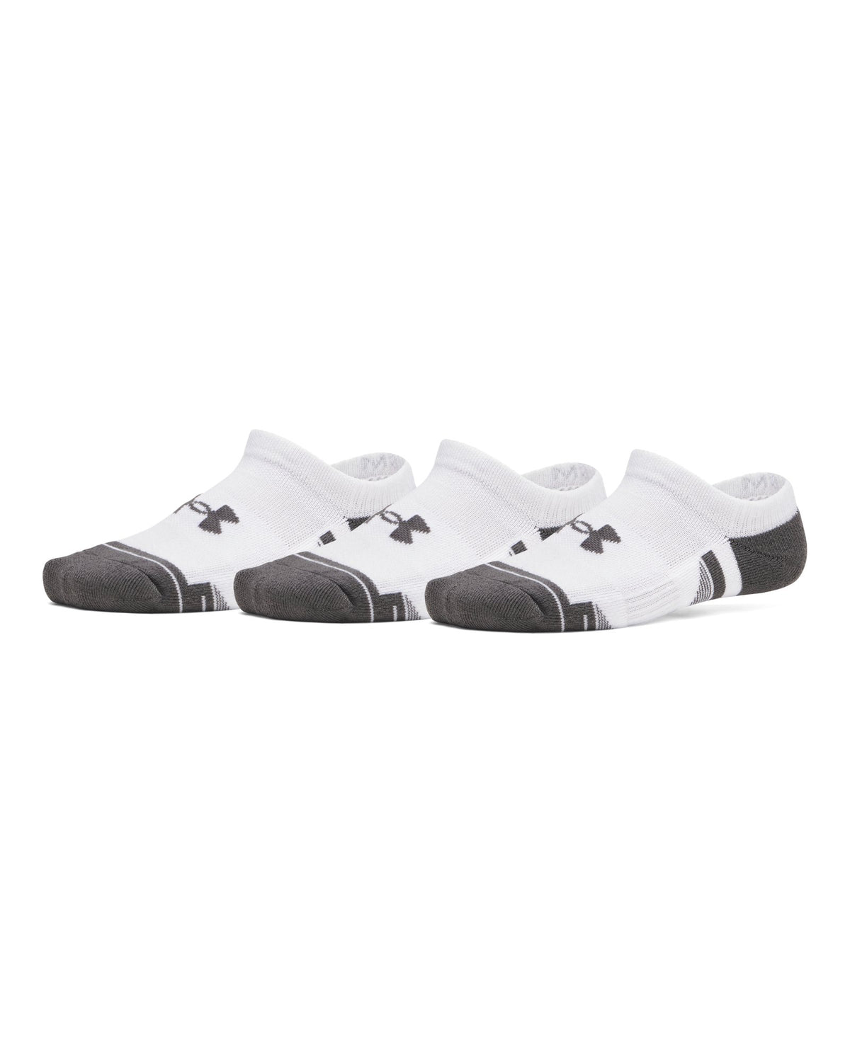 UA Performance Tech Kids' 3-Pack No Show Socks - White