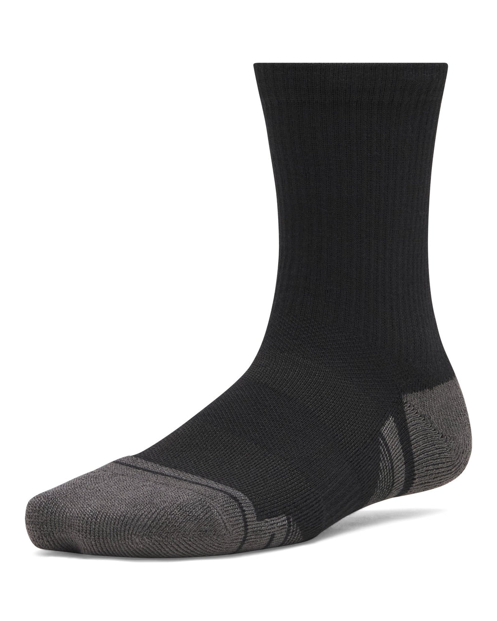 UA Performance Tech Kids' 6-Pack Crew Socks - Black