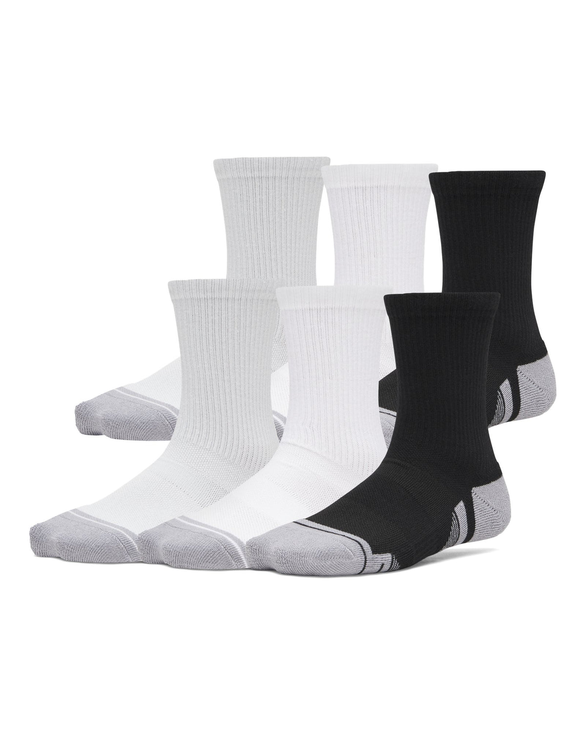 UA Performance Tech Kids' 6-Pack Crew Socks - Black