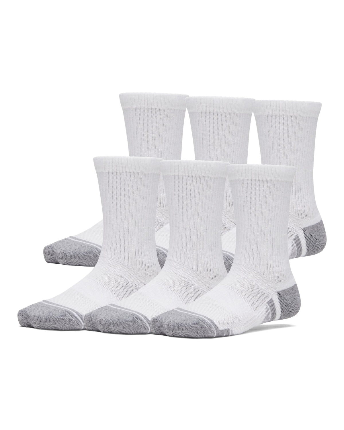 UA Performance Tech Kids' 6-Pack Crew Socks - White