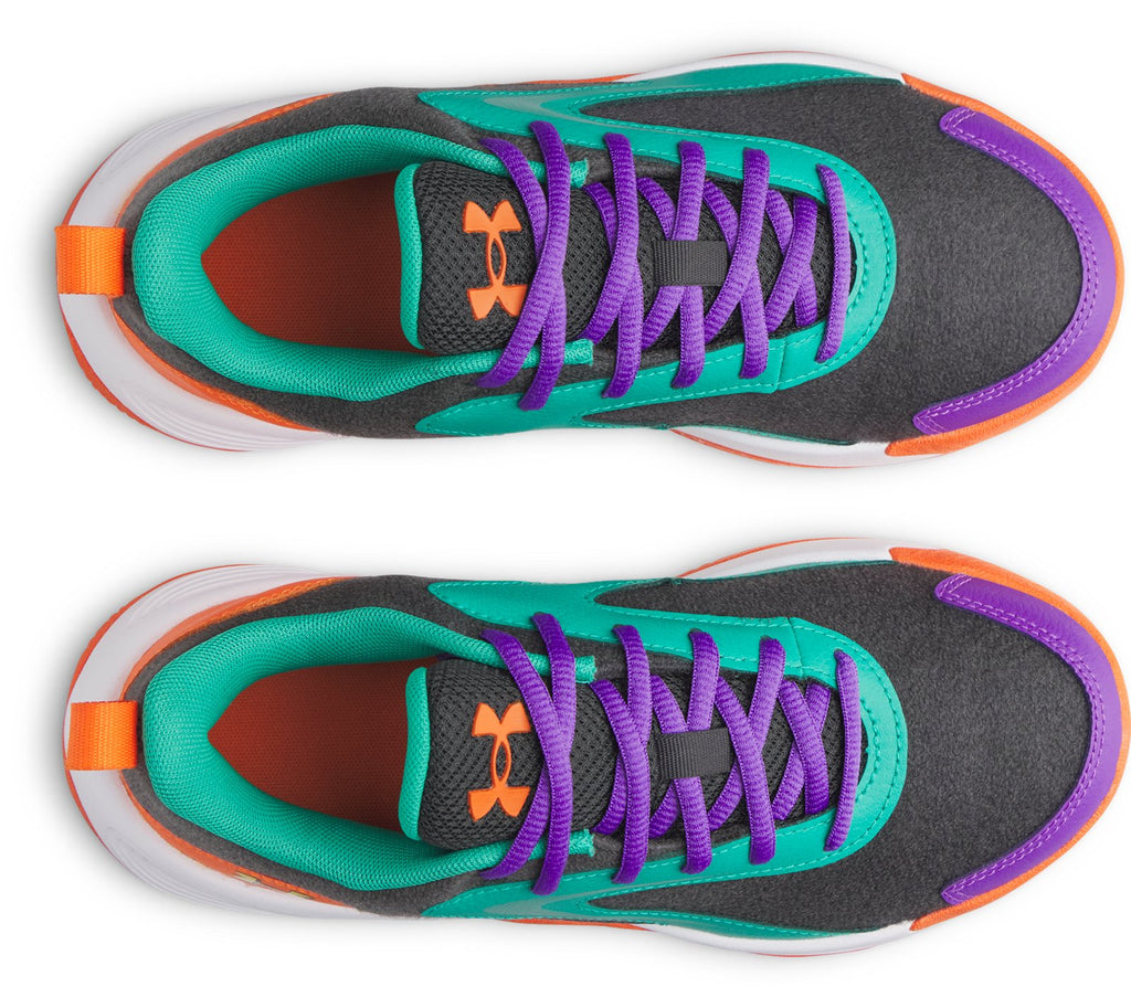 UA Lockdown 8 Patches Grade School Basketball Shoes - Gray