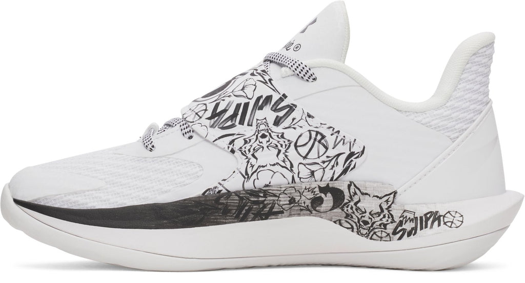 UA D. Fox 2 x Sharpie Grade School Basketball Shoes - White