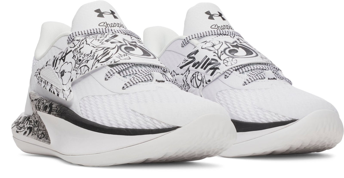 UA D. Fox 2 x Sharpie Grade School Basketball Shoes - White