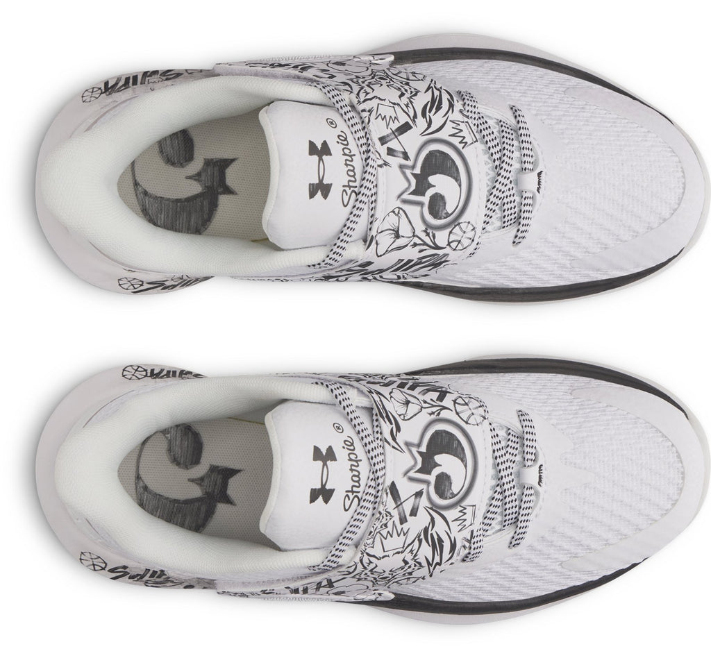 UA D. Fox 2 x Sharpie Grade School Basketball Shoes - White
