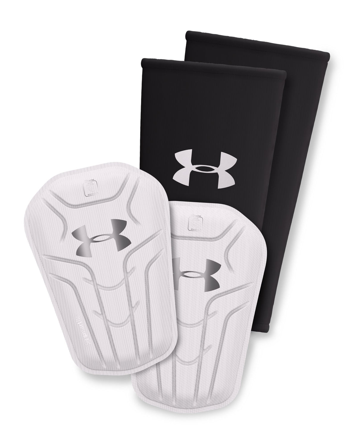 UA Challenger Elite Adult Slip-In Soccer Shin Guard - White