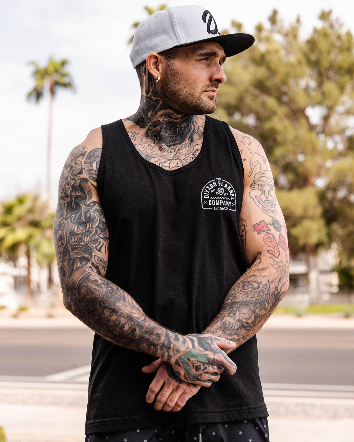 White & Silver The Dixxon Flannel Tank - Black