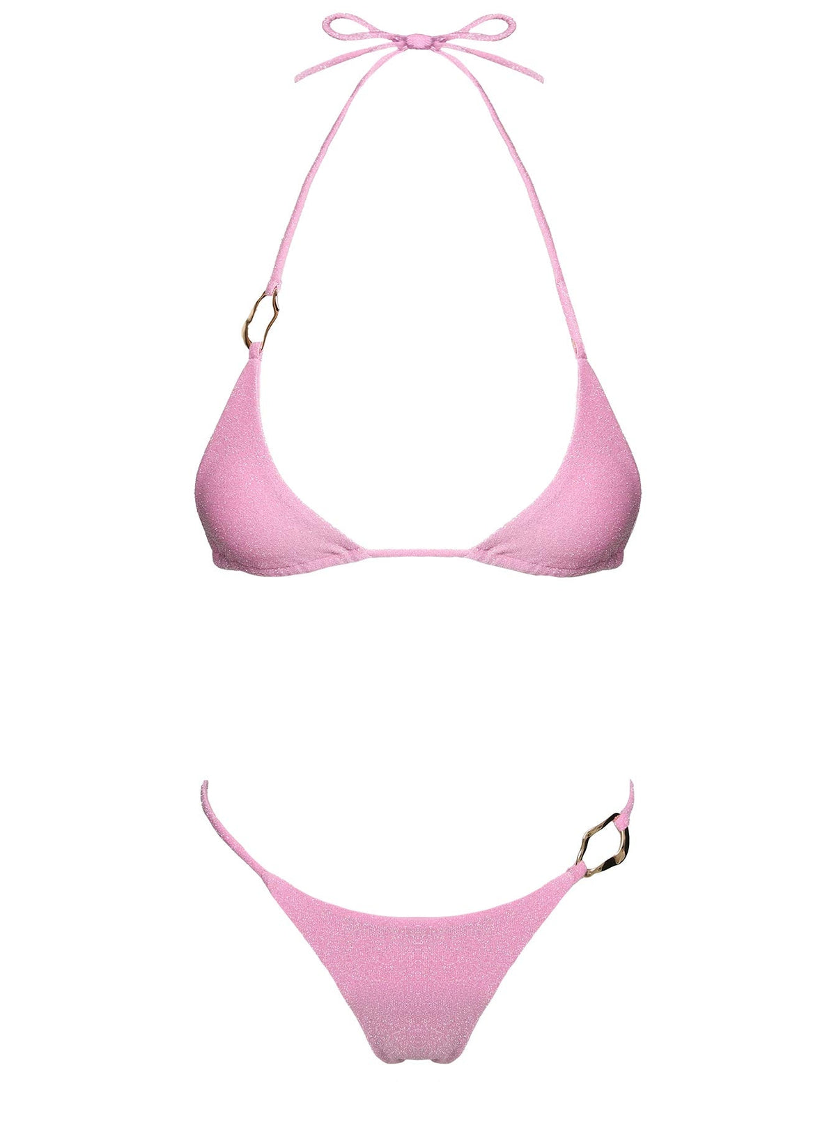 Aimi Glitter Triangle Bikini Top Pink