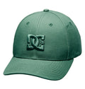 Sure! Here’s the revised sentence using the provided product data: The DC Shoes Legacy Star Snapback is a green twill cap featuring a curved brim and an embroidered DC logo on the front.