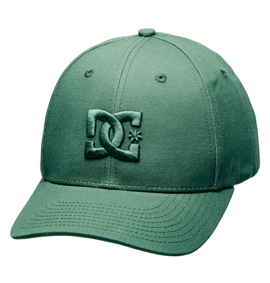 Sure! Here’s the revised sentence using the provided product data: The DC Shoes Legacy Star Snapback is a green twill cap featuring a curved brim and an embroidered DC logo on the front.