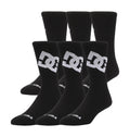 Two rows of DC Shoes Graffik Logo Crew Socks 3-Pack (black with large white DC logo and star), totaling six pairs.