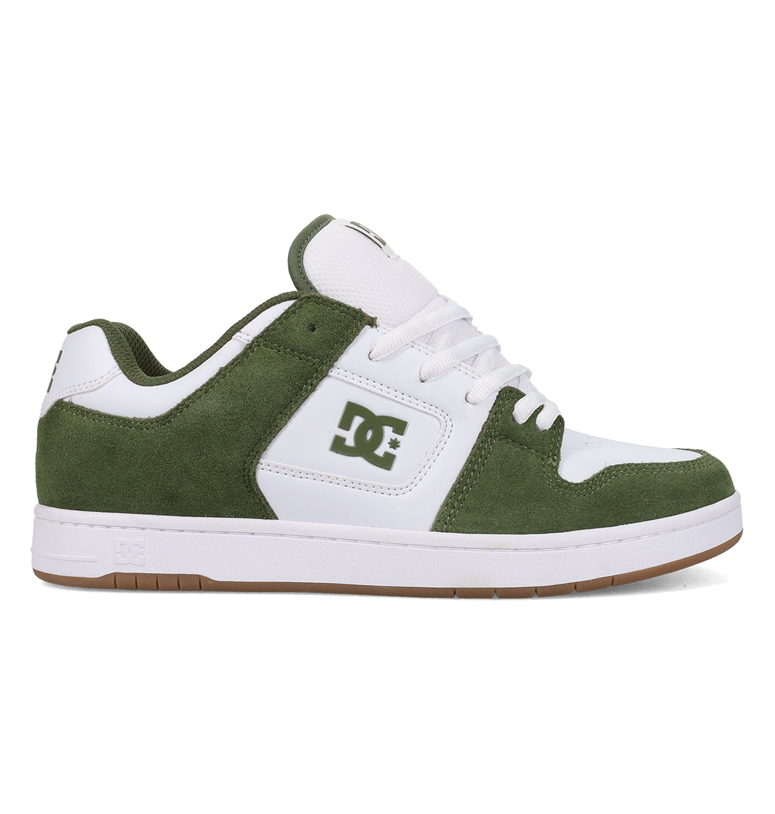 The Men’s Manteca 4 Shoes by DC Shoes feature a white and green colorway with a white sole, green suede overlays, and the iconic DC logo on the side. Designed for both style and durability, these skate shoes offer performance-focused construction ideal for skateboarding.
