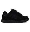 The Kids’ Stag Shoes by DC Shoes are black low-top skate shoes featuring a flat, durable cupsole, mesh and suede details, and the signature DC Shoes logo on the side. They come with black laces, an oversized puff tongue, and a padded collar to provide comfort and support.