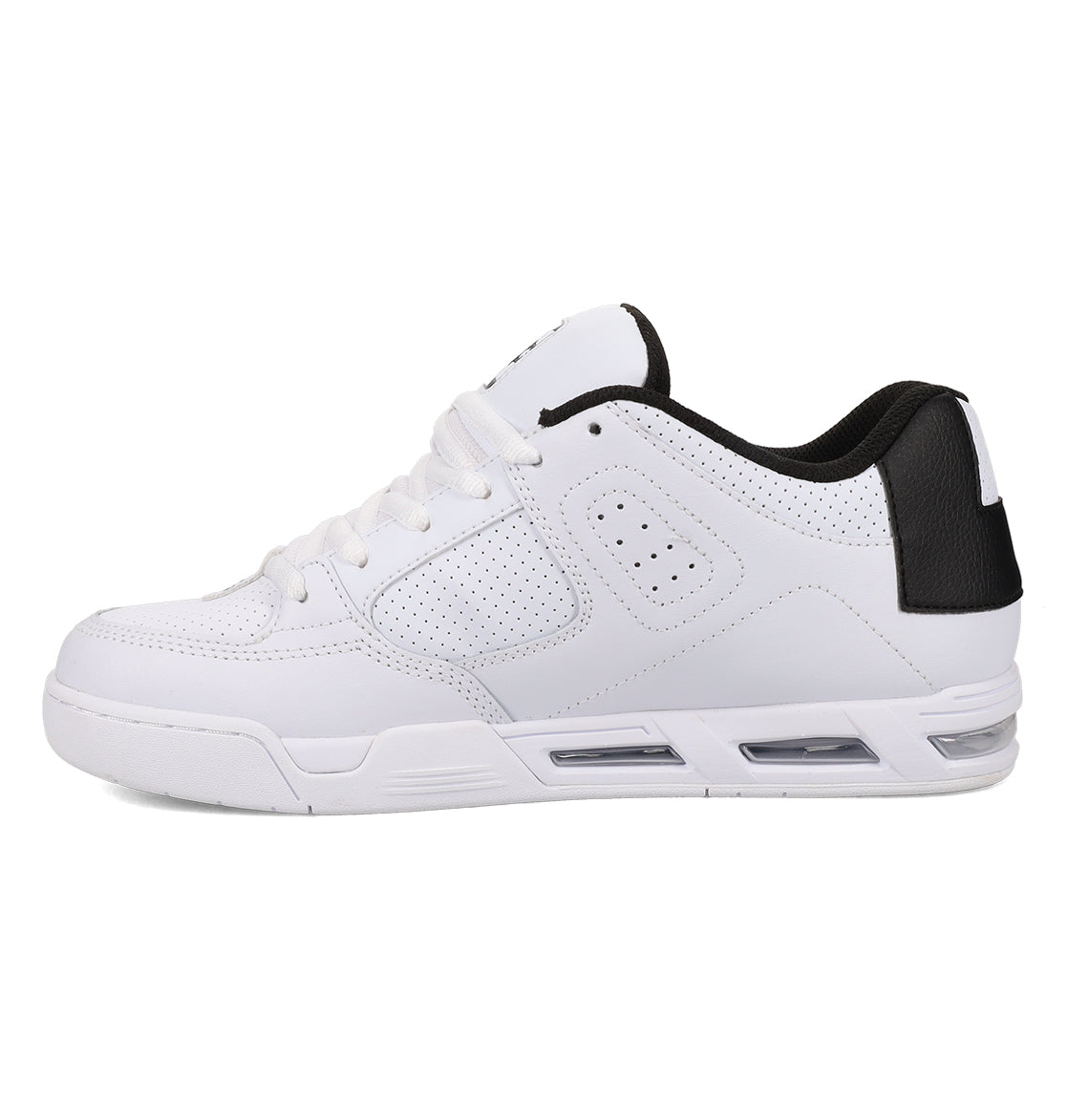Step confidently into the future with the DC Shoes Men’s Command Shoes—a low-top, white athletic sneaker featuring perforated side panels for breathability, white laces, a black padded collar, and a cushioned white midsole with visible air units. Designed with classic DC bulk from the iconic Command line, they deliver future-proof comfort paired with signature DC style.