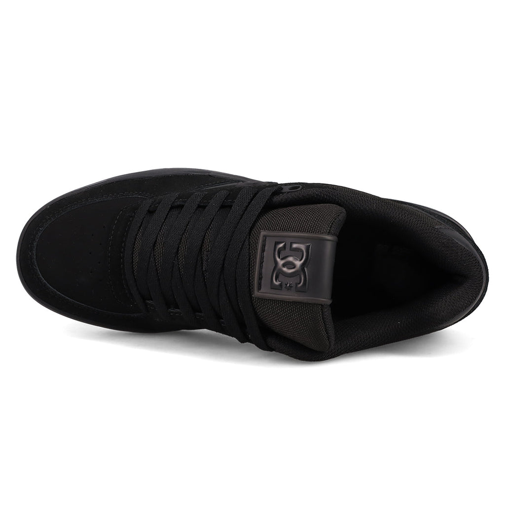 Top view of the Men's Fractal Shoes by DC Shoes, featuring black laces and a padded tongue with a dark gray DC logo, combining performance-driven comfort with street-ready style.