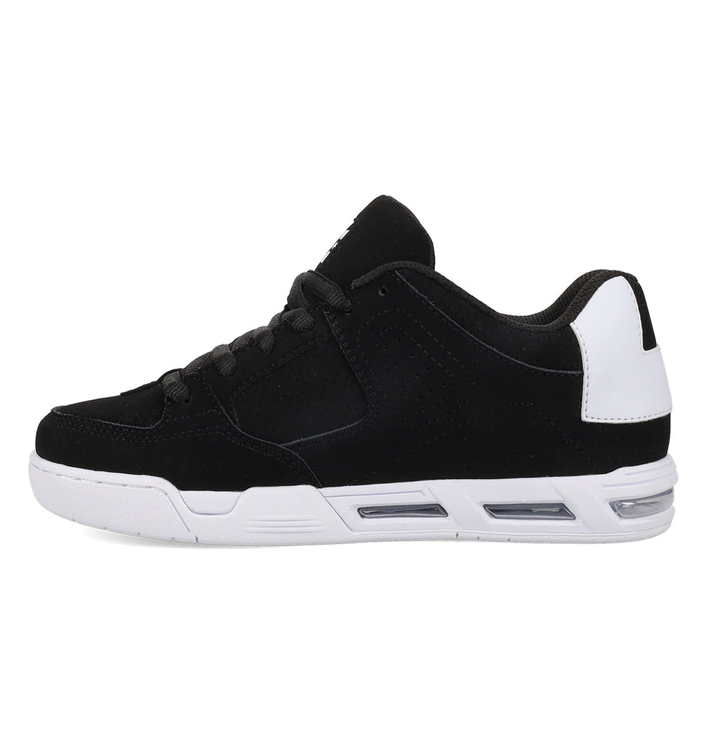Introducing the Women’s Command Shoes by DC Shoes—a black and white, low-profile athletic sneaker featuring a lace-up front, white sole, and signature heel cushioning that brings retro-inspired style to every step.
