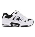 The Men's AT-2 Shoes by DC Shoes feature a white and black athletic design, mesh accents, thick airband outsole, DC logo on the side, white laces, and black detailing on the heel, toe, and sole for a modern look.
