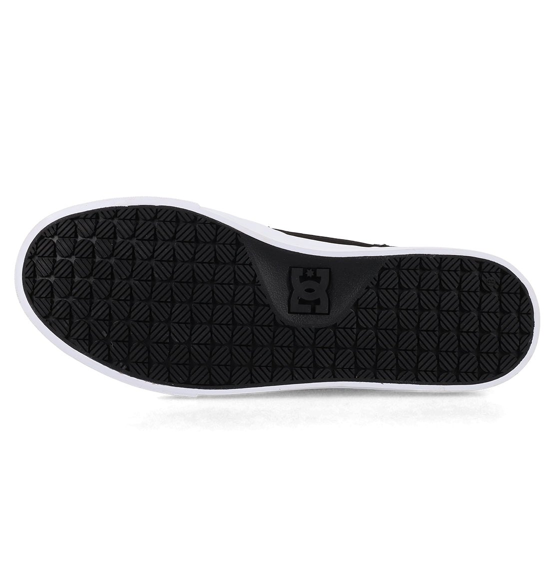 Featuring a black sneaker sole with a textured, geometric tread pattern and a raised DC Shoes logo at the center, the Men’s Onyx Shoes are finished with a white border around the sole—making them the perfect everyday go-to vulcanized shoe with a minimal silhouette.