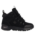 The Men’s DC Tarmont Shoes by DC Shoes are black mid-top hiking boots with metal eyelets, a chunky sole, and the signature DC logo on the side—blending street-ready style with outdoor performance and shown here from the left view.