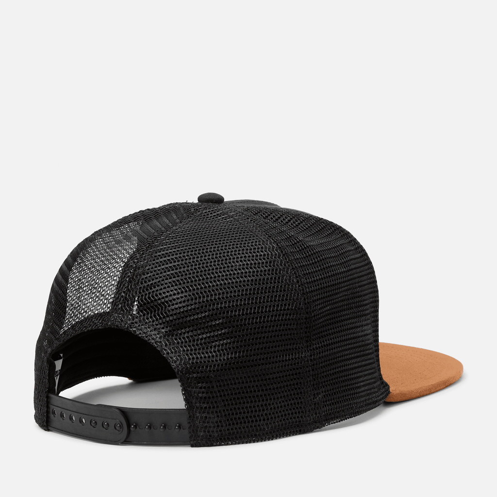Faux Suede Flatbrim Trucker Hat TBL Black ALT1