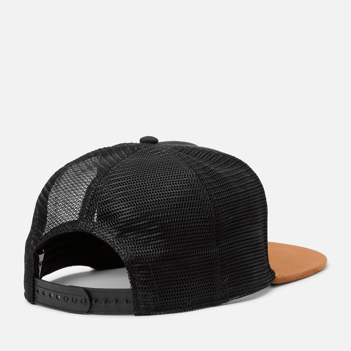 Faux Suede Flatbrim Trucker Hat TBL Black ALT1