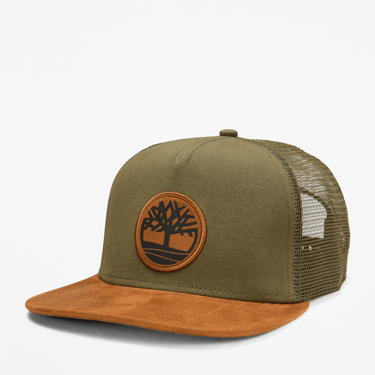 Faux Suede Flatbrim Trucker Hat TBL Leaf Green HERO