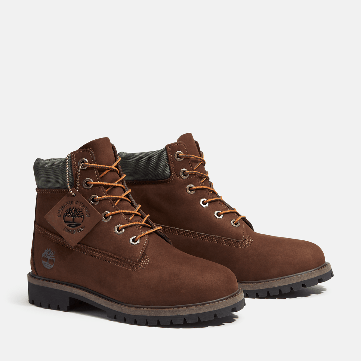 Junior Timberland Premium 6Inch Waterproof Boot TBL Dark Brown NubuckGold ALT4