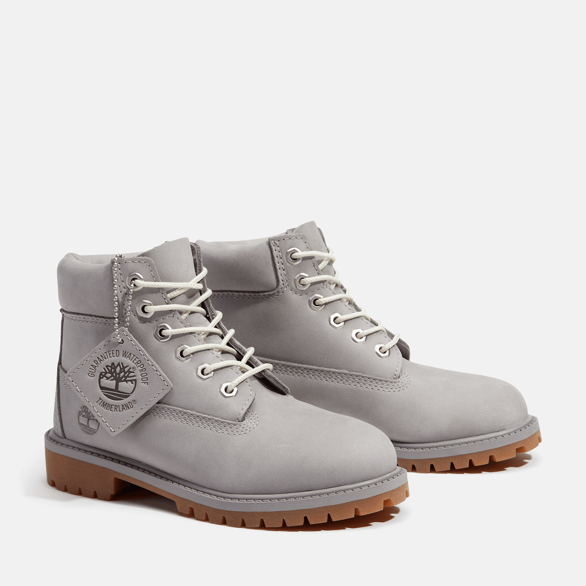 Junior Timberland Premium 6Inch Waterproof Boot TBL Medium Grey Nubuck ALT4