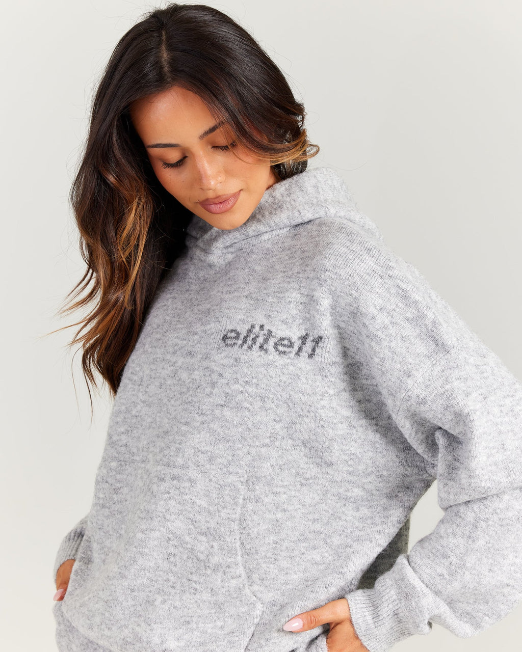 Elite 11 Knitted Hoodie - Grey Marle