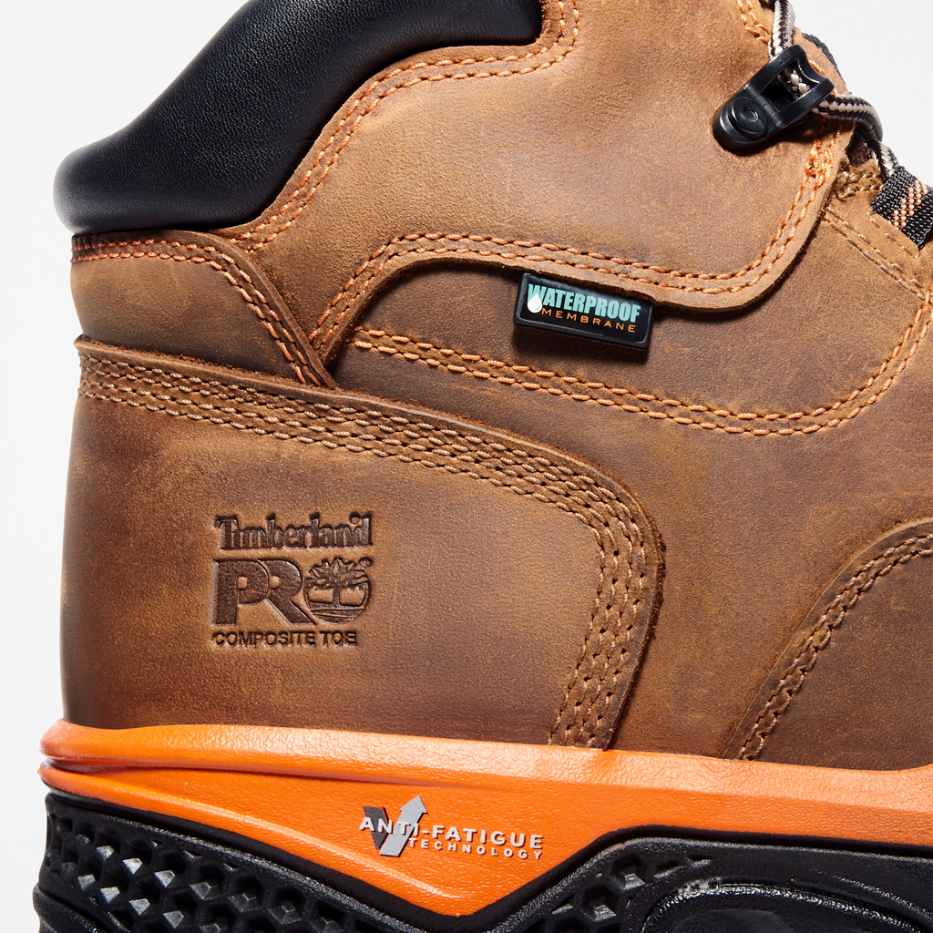 Mens Bosshog 6 Composite Toe Waterproof Work Boot TBL Brown LeatherOrange ALT6