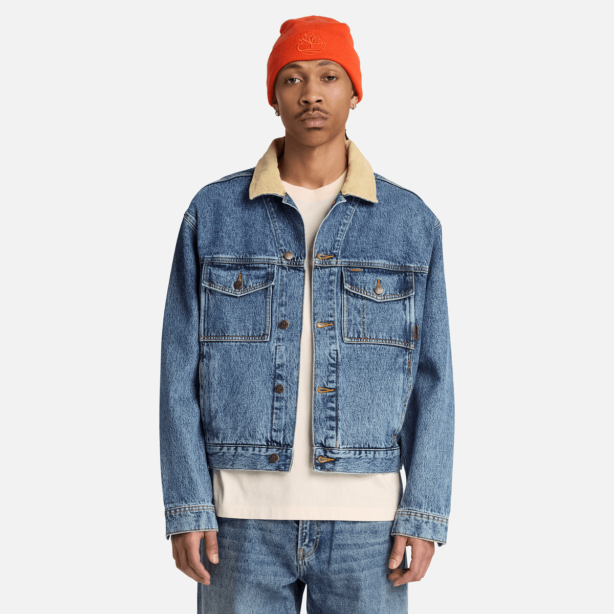 Mens Denim Trucker Jacket TBL Glacier Tint Marble Wash ALT1
