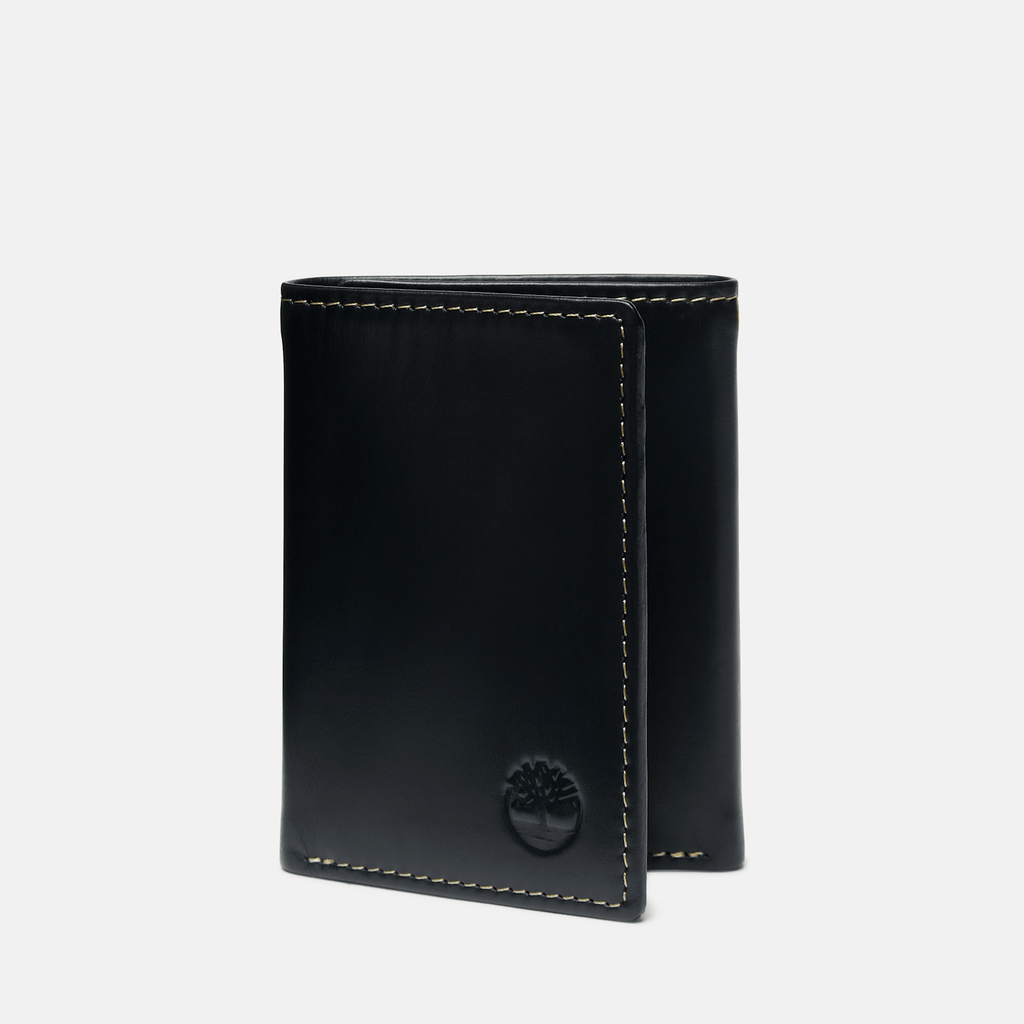 Mens Durham Leather Trifold Wallet TBL Black HERO