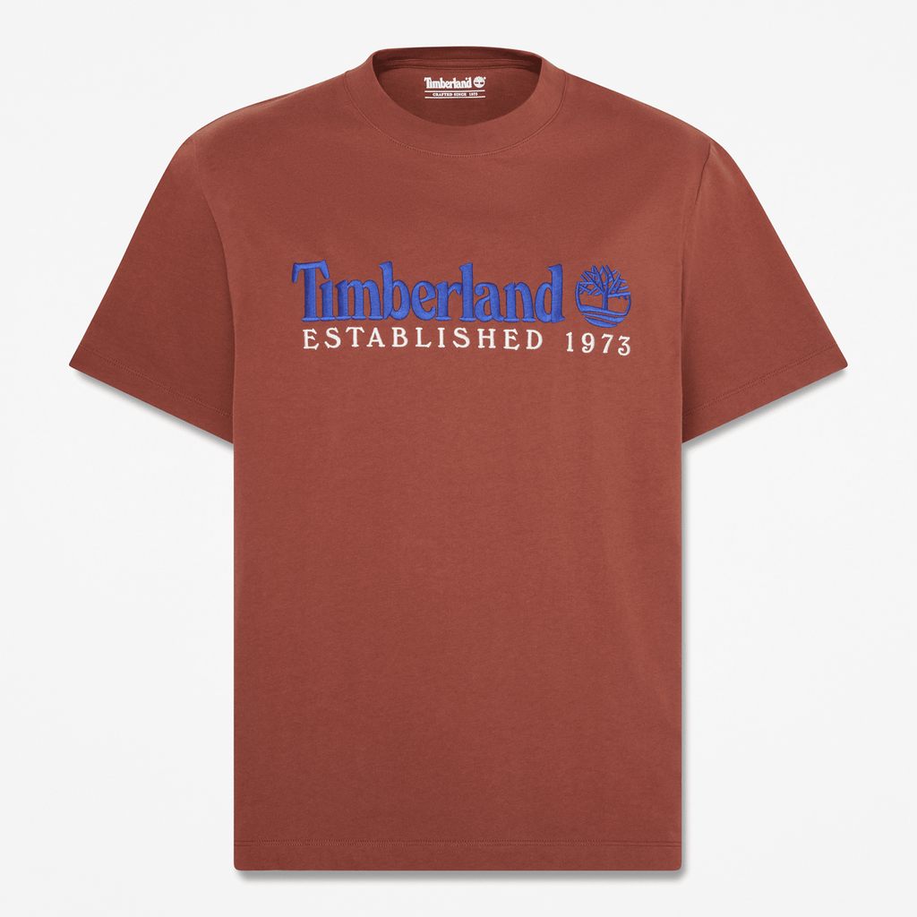 Mens Established 1973 Embroidered ShortSleeve TShirt TBL Brown HERO