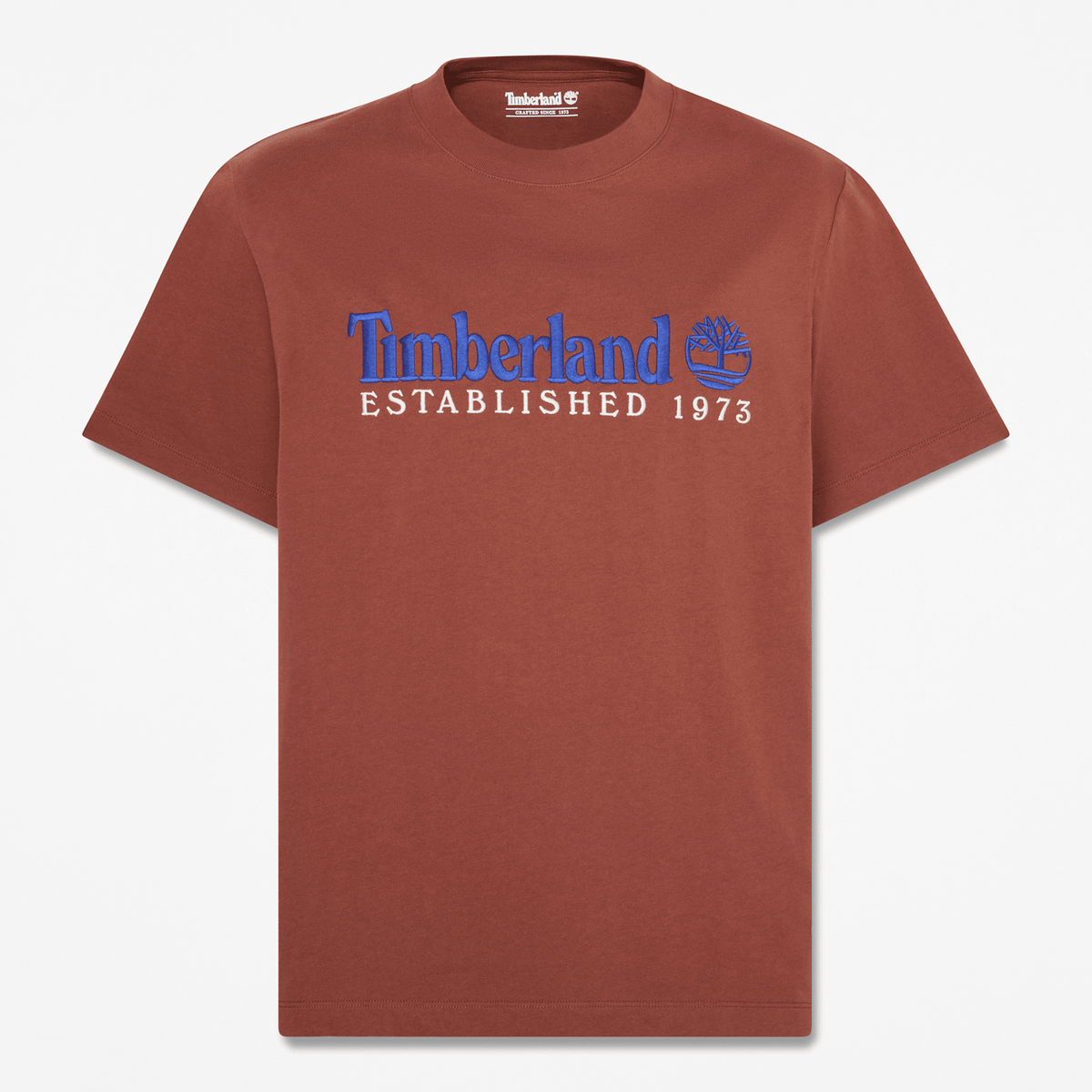 Mens Established 1973 Embroidered ShortSleeve TShirt TBL Brown HERO