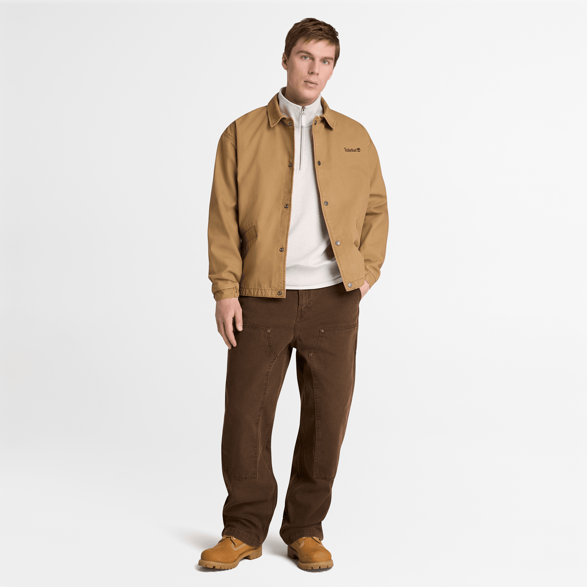 Mens Exeter River Embroidered Logo QuarterZip Sweatshirt TBL Light Oatmeal Heather ALT2