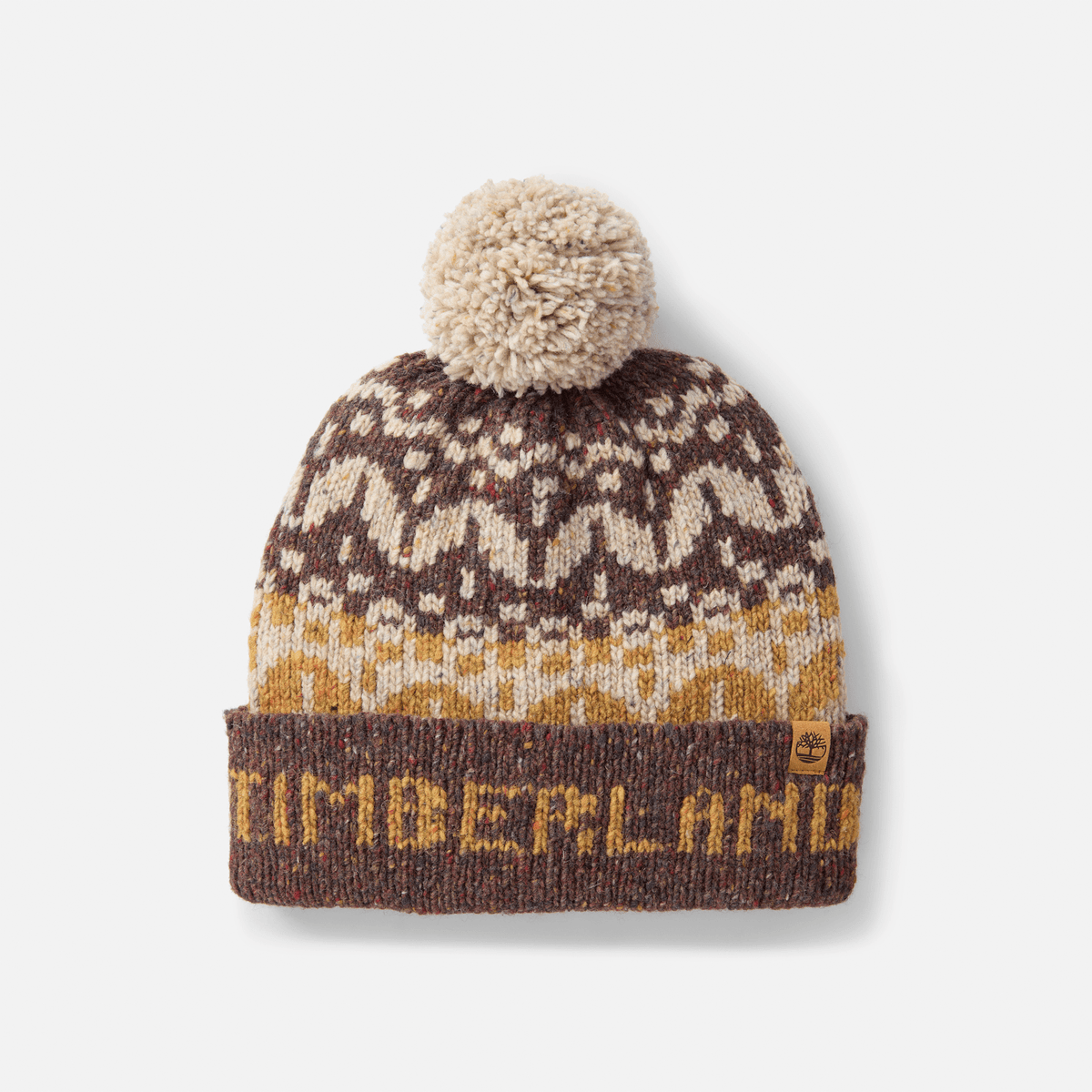 Mens Fairisle Pom Beanie TBL Dark Brown HERO