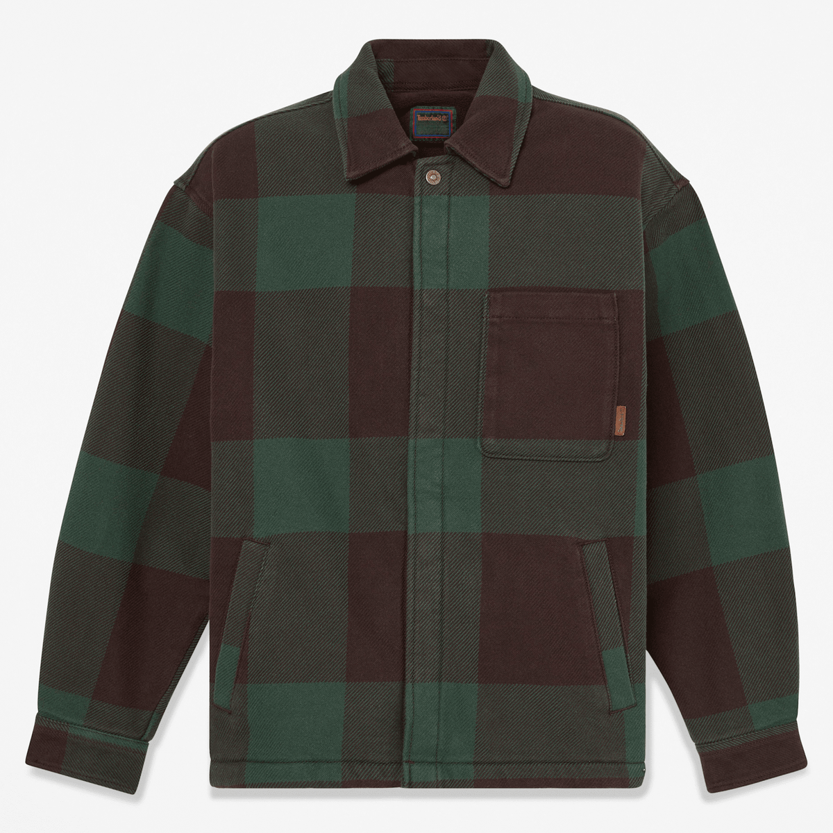 Mens FleeceLined Checkered Overshirt TBL Dark Brown HERO