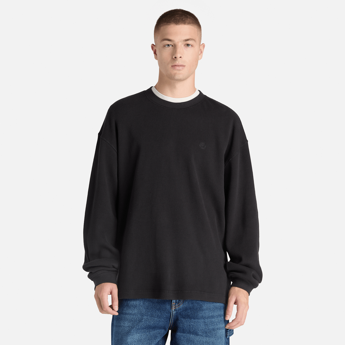 Mens Heavyweight LongSleeve Waffle TShirt TBL Black ALT1