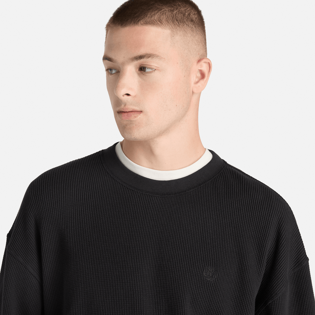 Mens Heavyweight LongSleeve Waffle TShirt TBL Black ALT3
