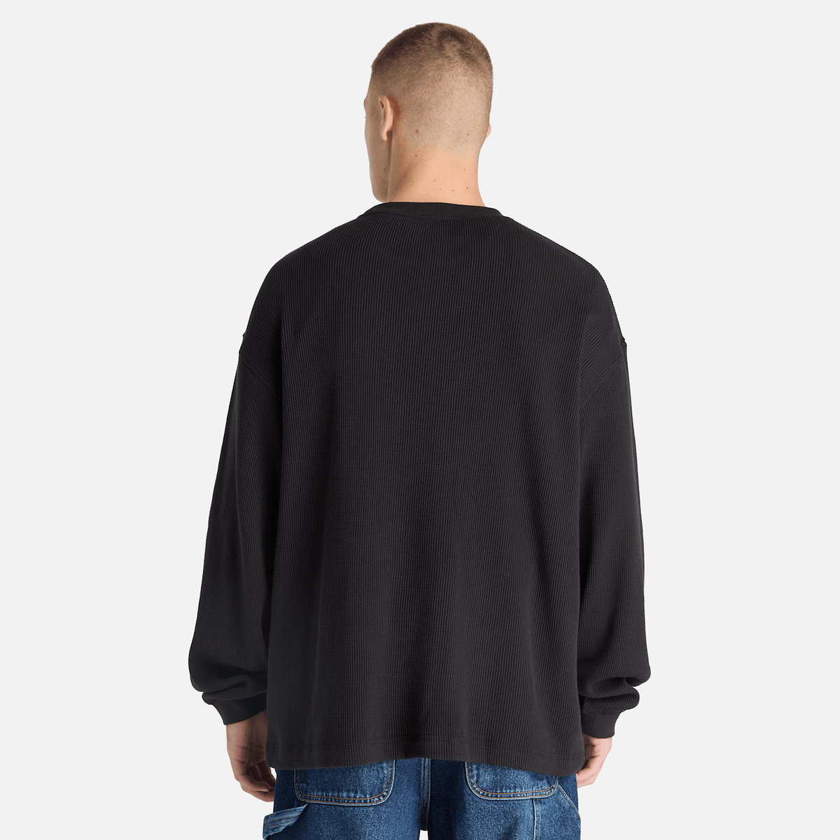 Mens Heavyweight LongSleeve Waffle TShirt TBL Black ALT8