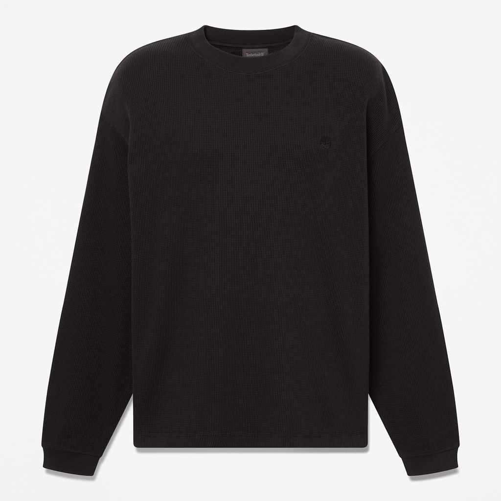 Mens Heavyweight LongSleeve Waffle TShirt TBL Black HERO