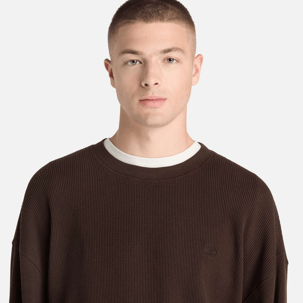 Mens Heavyweight LongSleeve Waffle TShirt TBL Dark Brown ALT3