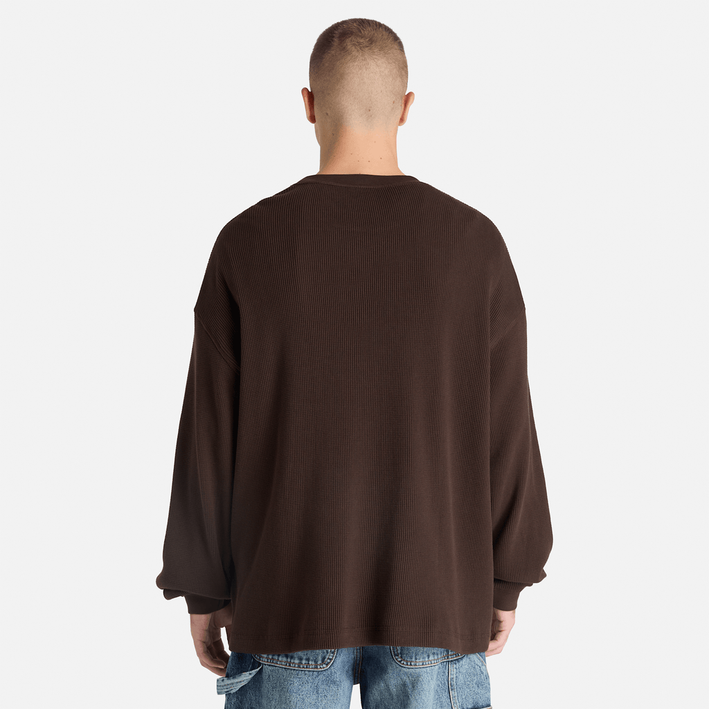 Mens Heavyweight LongSleeve Waffle TShirt TBL Dark Brown ALT8