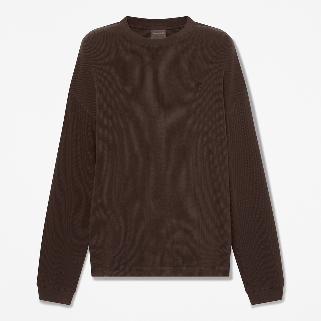 Mens Heavyweight LongSleeve Waffle TShirt TBL Dark Brown HERO