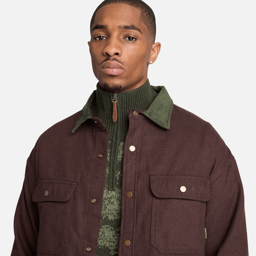 Mens Herringbone Overshirt TBL Chicory Coffee Brown ALT3