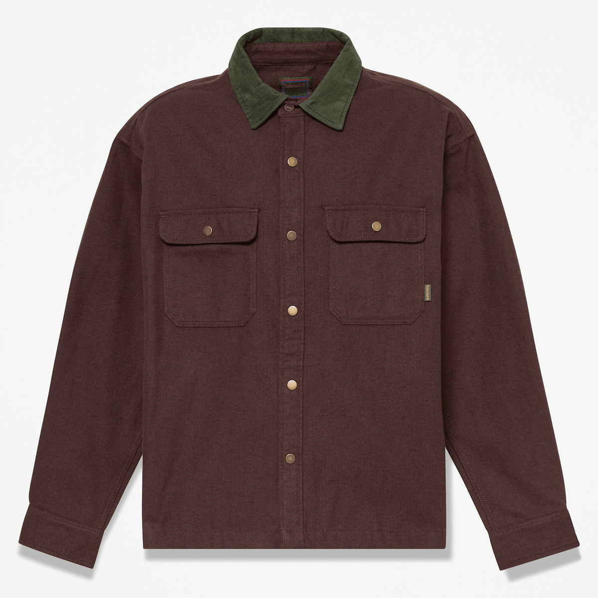 Mens Herringbone Overshirt TBL Chicory Coffee Brown HERO