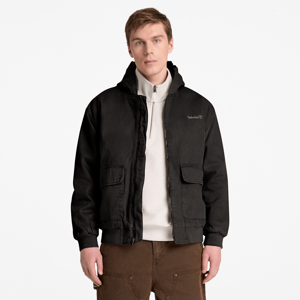 Mens Insulated Canvas Bomber TBL Black ALT1