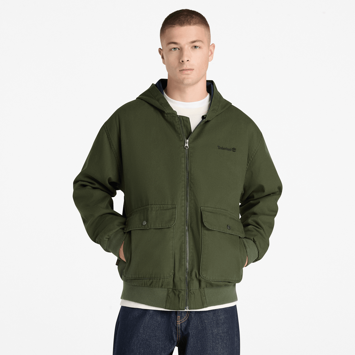 Mens Insulated Canvas Bomber TBL Dark Green ALT1