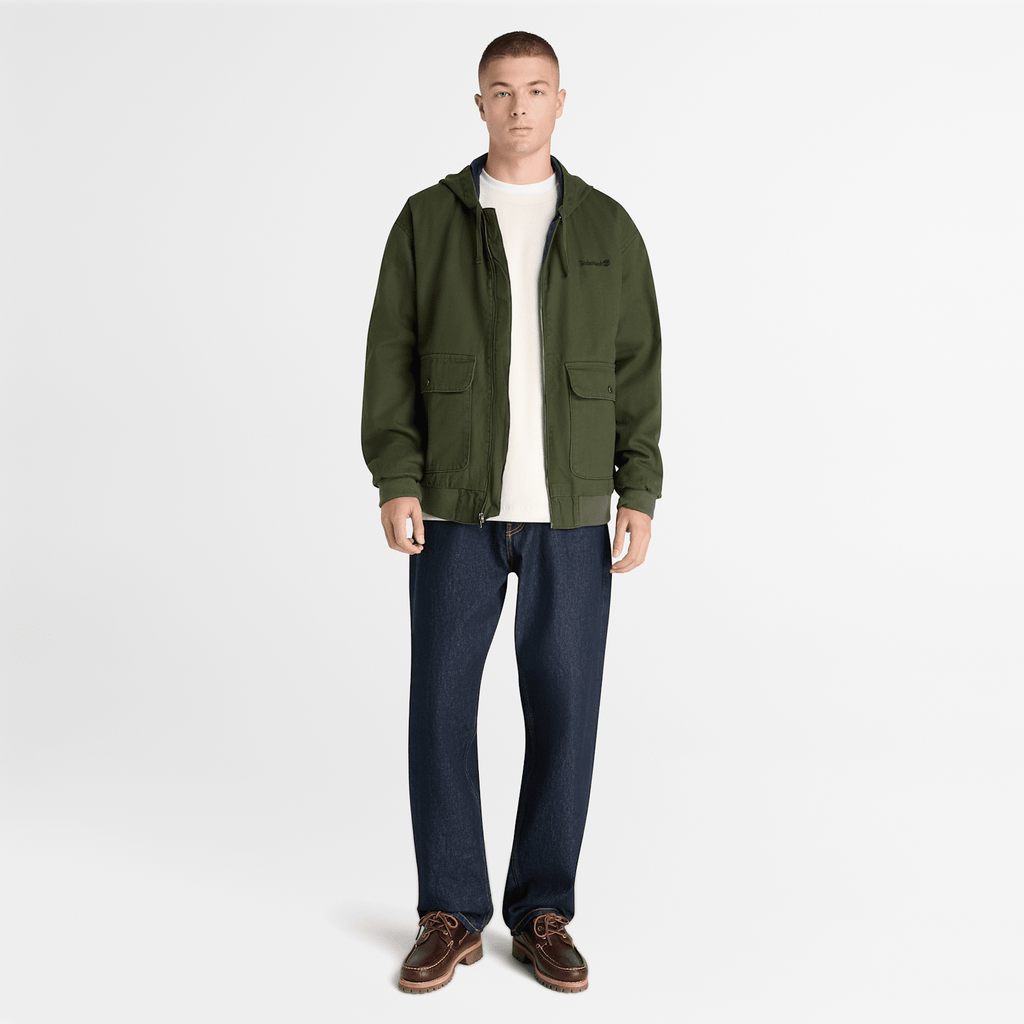 Mens Insulated Canvas Bomber TBL Dark Green ALT2