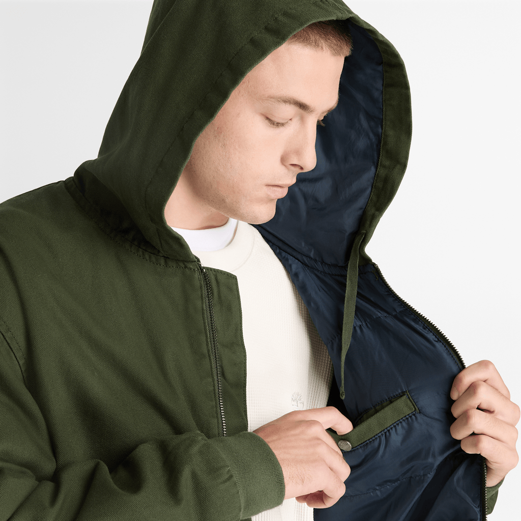Mens Insulated Canvas Bomber TBL Dark Green ALT3