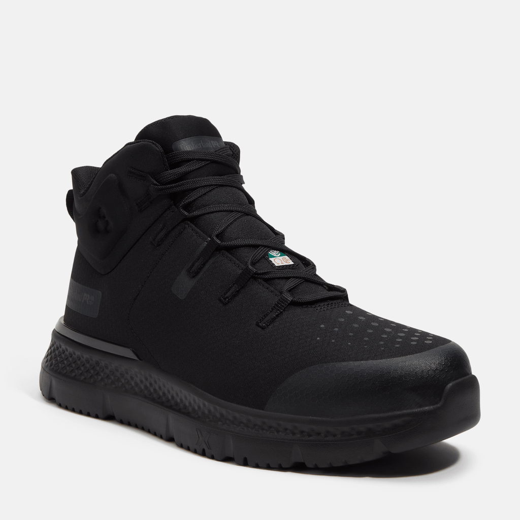Mens Intercept Mid CSA Steel Toe Work Sneaker TBL Black Ripstop Nylon ALT1